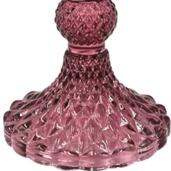 Set 2 Berry Pink Faceted Glass Candlesticks Crystal Candle Holders Vintage Style - Picture 5 of 9